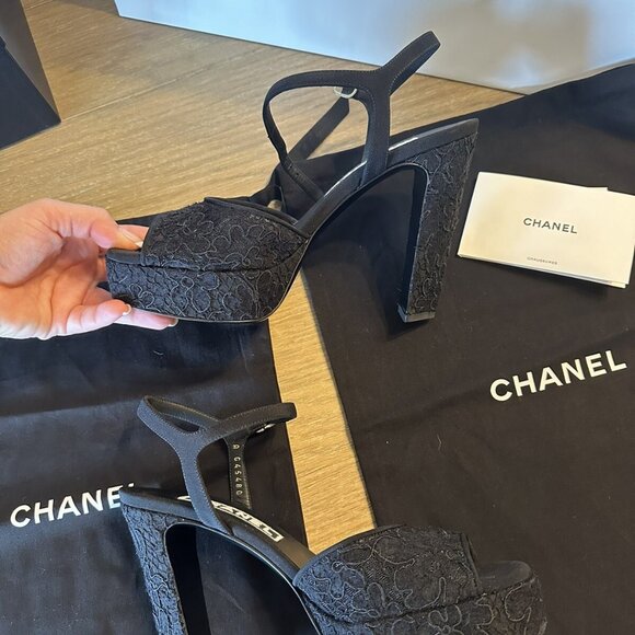 Chanel Platform Heels Special Edition Lace - Picture 4 of 11